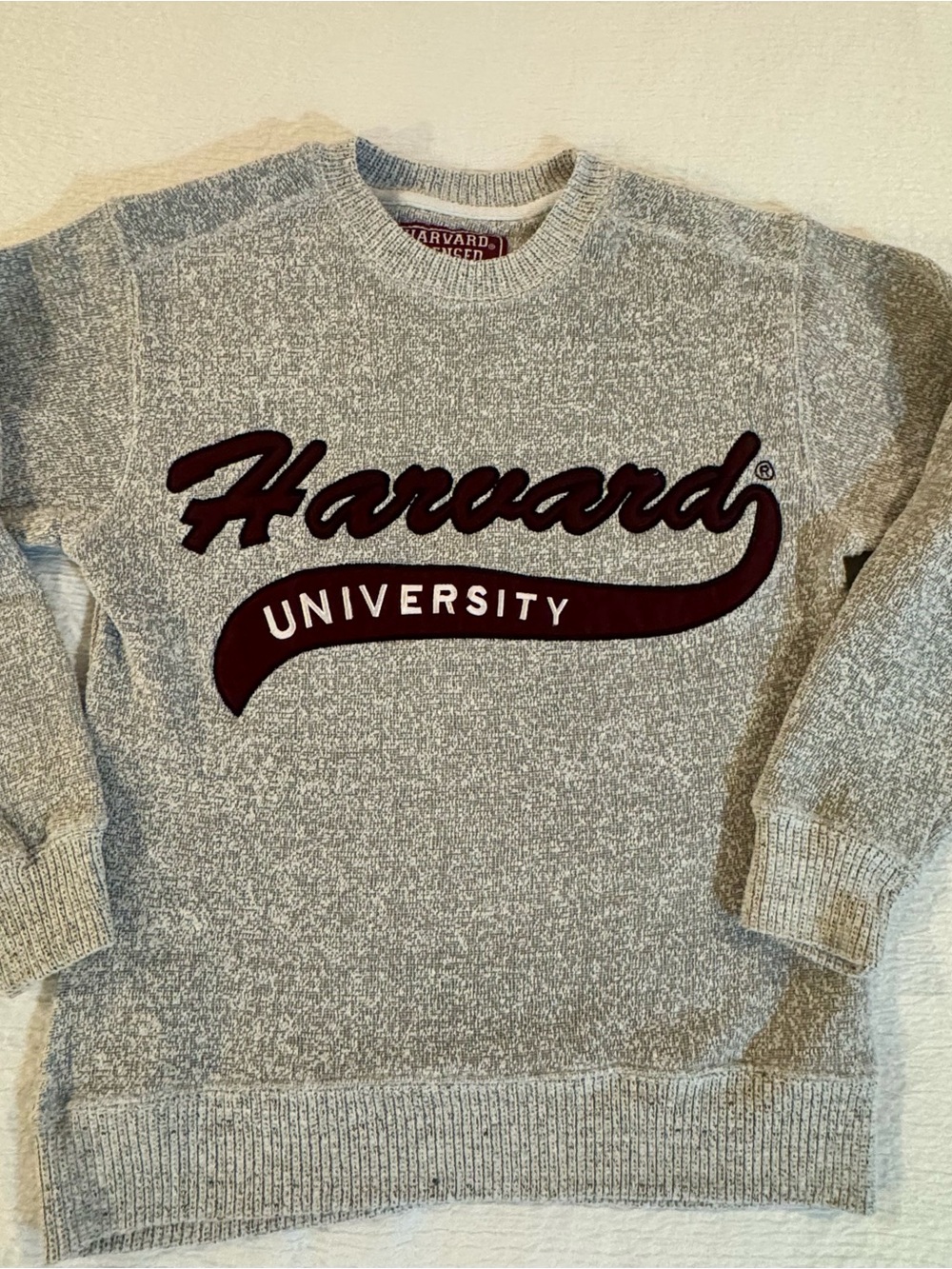 Harvard Woman’s Maroon Script Gray Crewneck Sweater
